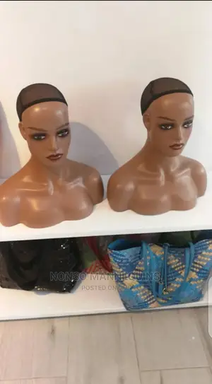 Dark Brown Realistic Wig Head Mannequin Display