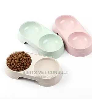 Small Plastic Double Pet Bowl for Cat and Small Dogs