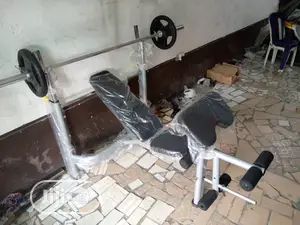 Commercial Weight Bench With 20kg Barbel Plates Rod