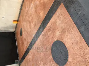 Concrete Stamped Floor Design Polish Colored Wood Frame