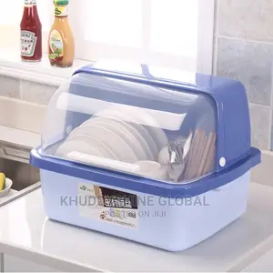 Kitchen Drain Dish Rack With Lid Storage Box Tableware Plast