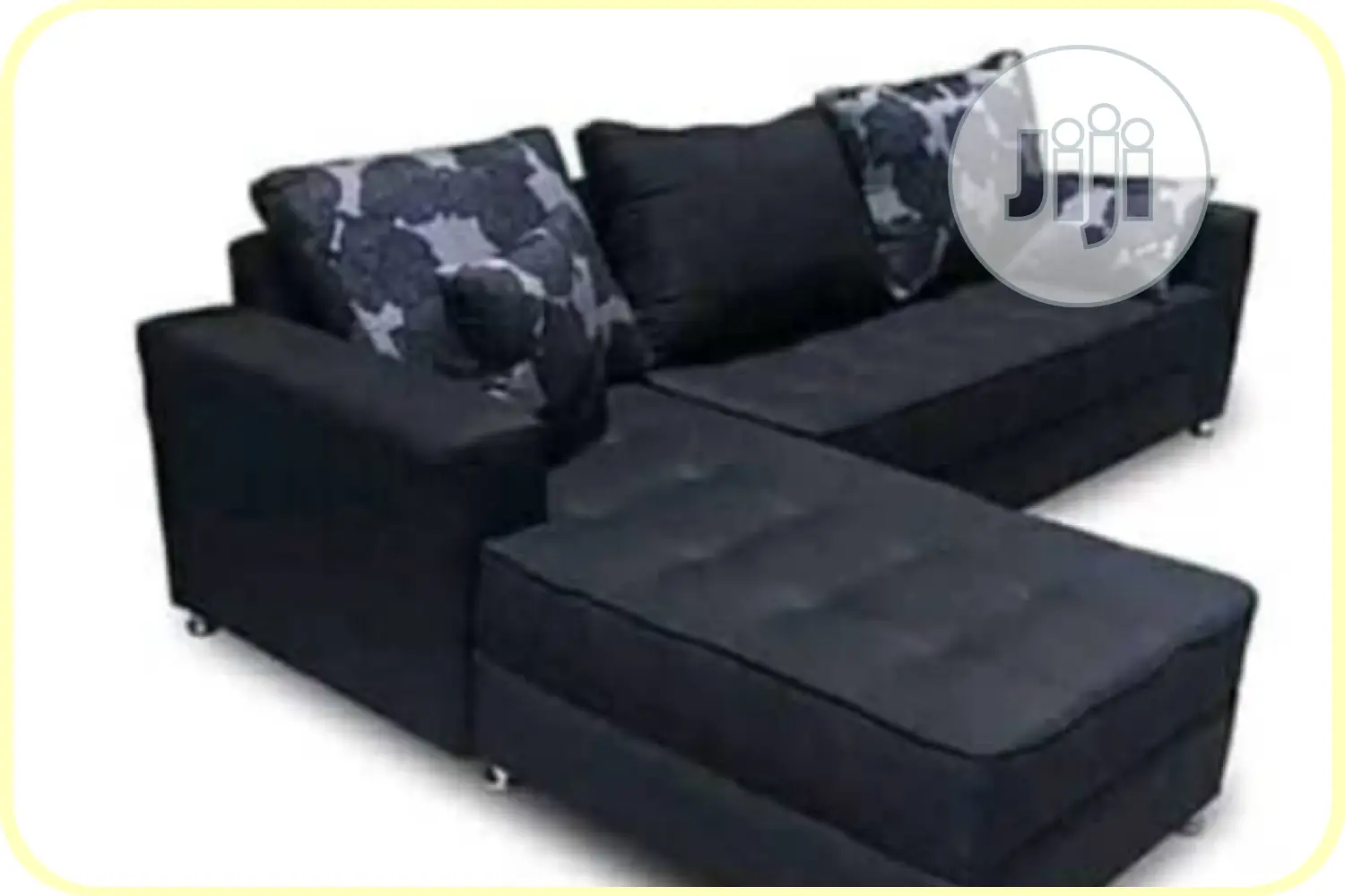 Black L- Shaped Leather Sofa