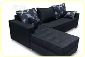Black L- Shaped Leather Sofa
