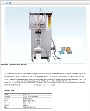 Sachet Machine Table Water Packaging