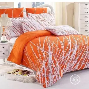 4x6complete Orange Duvet With Bedsheet and Pillow Cases