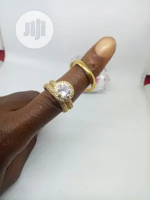 Zirconia Couples Set of Wedding Ring 01 - Gold