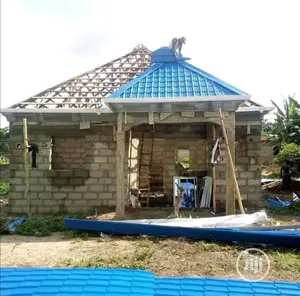 Step Tile With Blue Roof