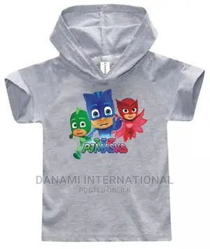 PJ Masks Children Hooded T-Shirt- Light Grey