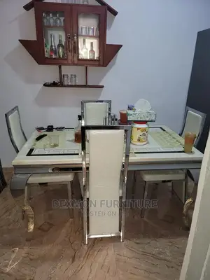 Modern 4 Seater Marble Top Dining Table Set.