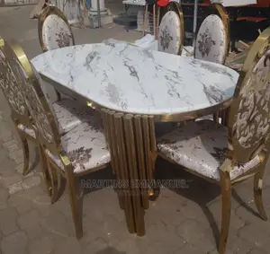 Italian Dinning Marble Set/ Golden Frames