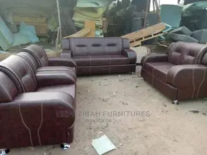 7 Seater Brown Leather Sofa