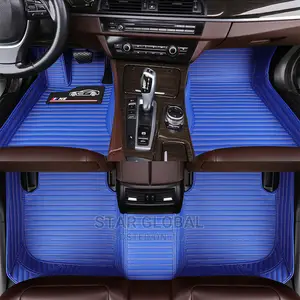 Plain Blue Leather Floor Foot Mat for Cars