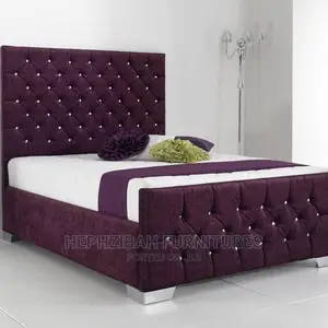 Kings Purple Upholstered Bedframe With 1 Bedside Drawer