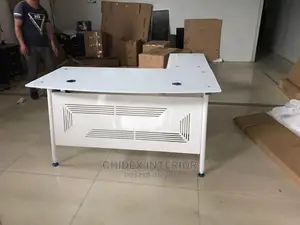 Quality Office Glass Top White Table