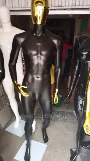 Gold Head And Gold Hands Black Body Male Mannequin