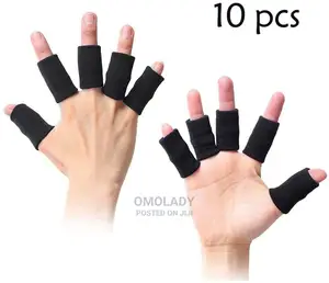 10 PCS Finger Sleeves Protectors Thumb Brace Support - Black