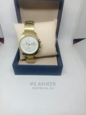 Emporio Armani Men's White Face Gold Wrist Watch - Gold