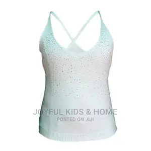 Ladies Spaghetti Sleeve Camisole-Black and White