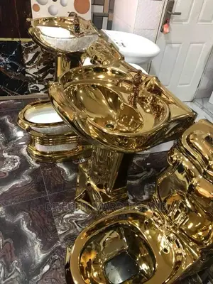 Quality Gold Water Closet With Wash Hand Basin.