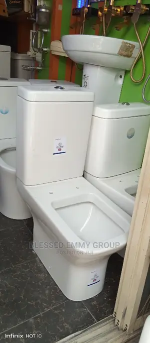 Long Tank Square Shape Wc and the Wash Hand Basin
