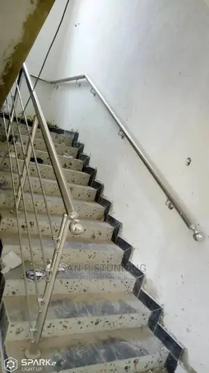 Stainless Handrail Staircase With Wall Rail Design