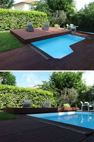 Remote Control and Manual Sliding Pvcwooden Deck Pool Covers