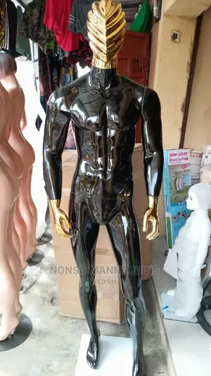 Gold Head and Hands Black Body Male Full Body Mannequins