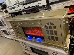 Gold Fire Place TV Stand