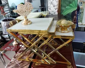 3 in 1 Side Golden/Glass Top Stools