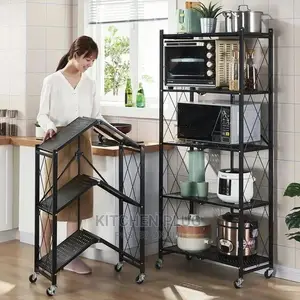 5 Layer Folding Storage Rack With Movable Wheel.