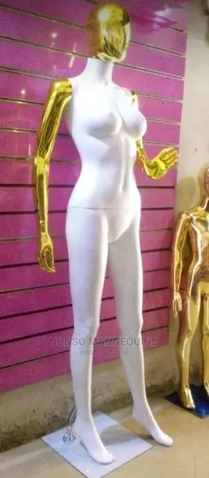Gold and White Size 8 Female Faceless Display Mannequins