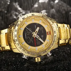 Naviforce Men Non Fading Sophisticated Gold Waterproof Watch