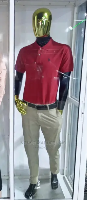 Gold Head And Hands Black Body Male Display Mannequin