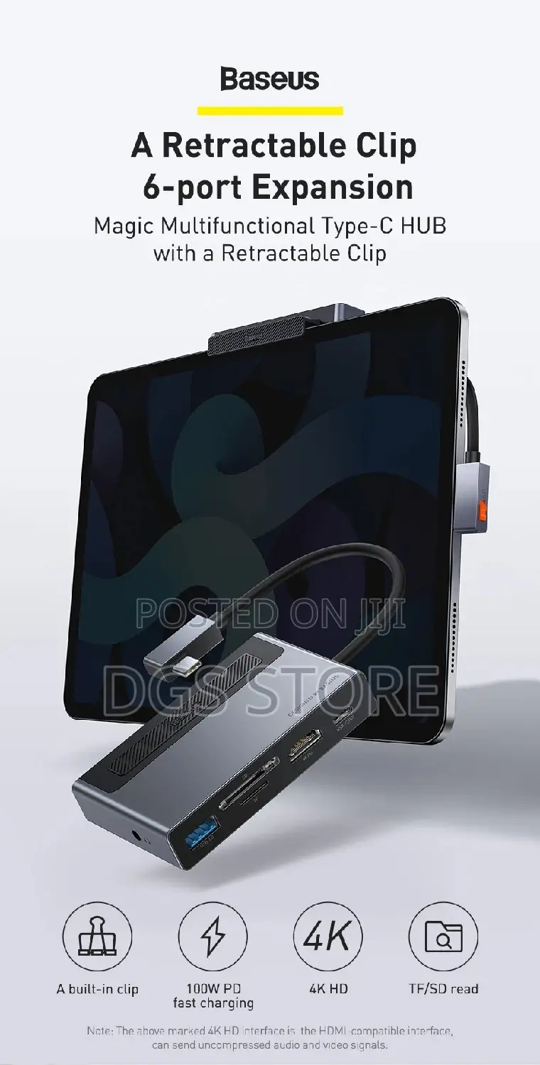 Baseus Magic Multifunctional Type C Hub Retractable Clip