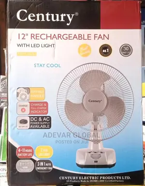 Century 12 Inches Century Rechargeable Table Fan,