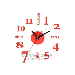 Red Color 3D Mirror Number Wall Clock Stickers
