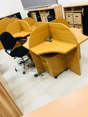 Wooden Workstation by 4 With Mobile Drawer