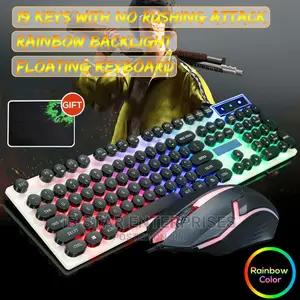 Colorful LED Illuminated PC Rainbow Gaming Keyword Mouse Set