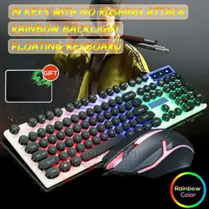 Rainbow LED PC Gaming Keyboard Illuminated+Mouse-STSC