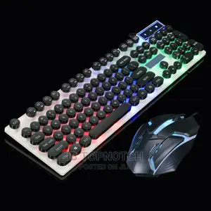 Rainbow LED PC Gaming Keyboard Illuminated+Mouse-STSC