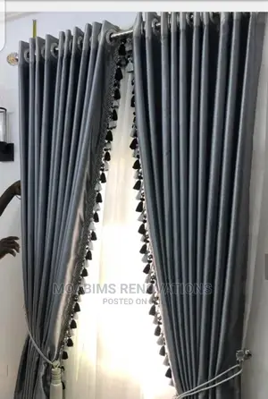 Turkish Grey Blackout Curtain With Fringes