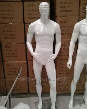 Fibre Glossy White Line Face Display Mannequins