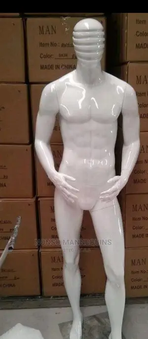 Fibre Male Line Face Glossy White Display Mannequins