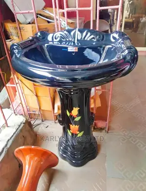 Executive Imported Black Basin With Pedestal