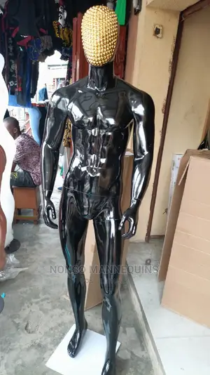 Gold Face And Black Body Fibre Full Body Male Mannequin