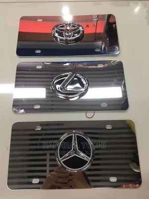 Car Logo Silver License Plate Number With Led Light