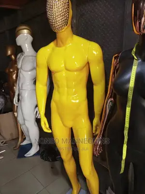 Gold Face and Yellow Body Fibre Display Fashion Mannequins