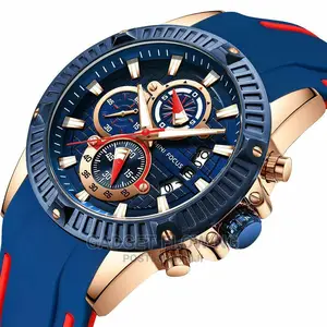 MINI FOCUS Men's Watch Quartz Sport Chronograph Silicone