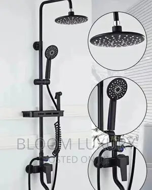 Black Shower With Bumbum Wash and Shelve