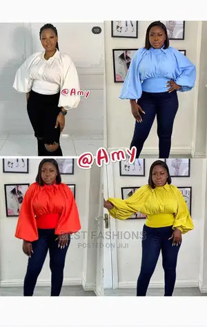 Female Big Puff Hand White Top